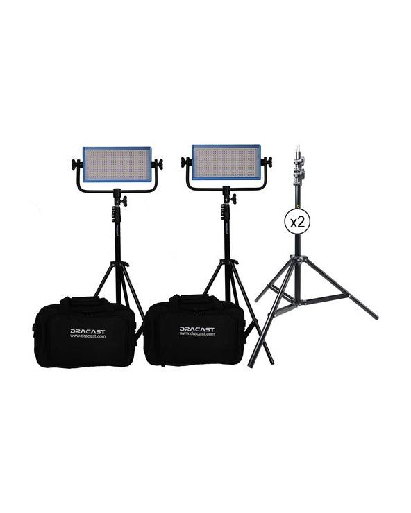 Dracast - DR500DV2KSK - LED500 PRO DAYLIGHT LED 2-LIGHT KIT WITH V-MOUNT BATTERY PLATES AND STANDS from DRACAST with reference D