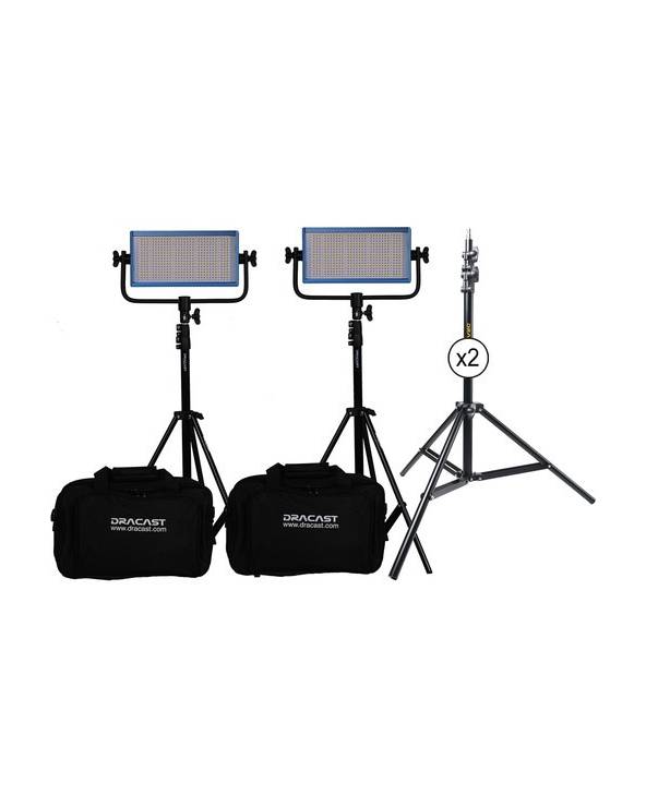 Dracast - DR500DG2KSK - LED500 PRO DAYLIGHT 2-LIGHT KIT WITH GOLD-MOUNT BATTERY PLATES AND STANDS from DRACAST with reference DR
