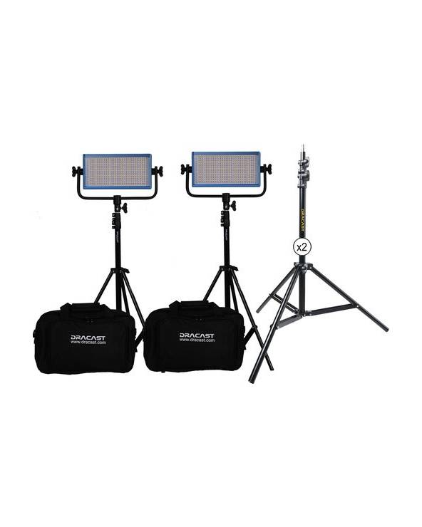 Dracast - DR500BCV2KSK - LED500 PRO BICOLOR 2-LIGHT KIT WITH V-MOUNT BATTERY PLATES AND STANDS from DRACAST with reference DR500