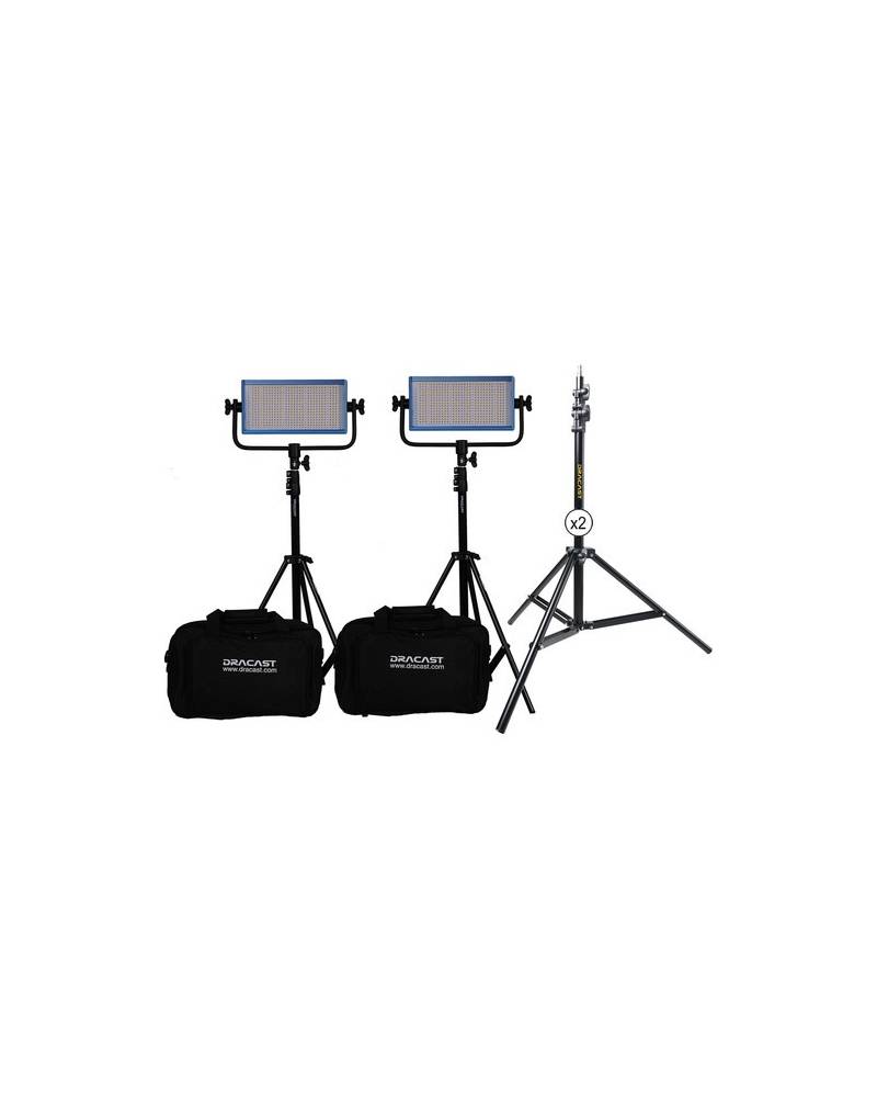 Dracast - DR500BCV2KSK - LED500 PRO BICOLOR 2-LIGHT KIT WITH V-MOUNT BATTERY PLATES AND STANDS from DRACAST with reference DR500