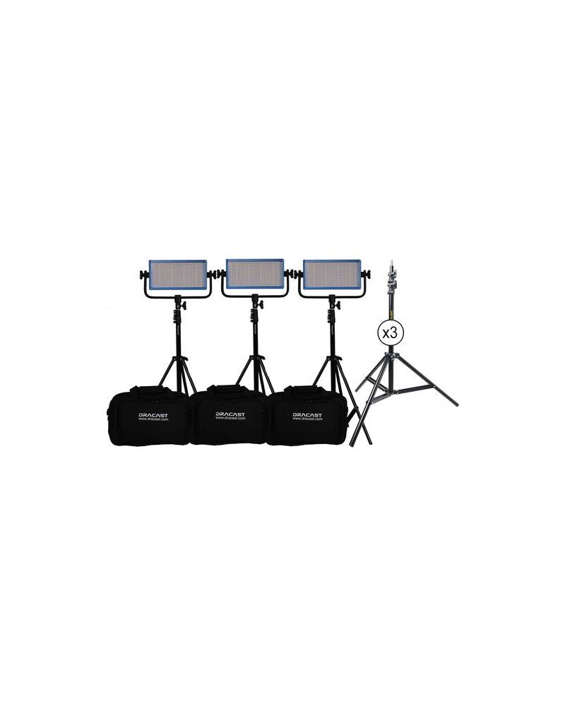 Dracast LED500 Pro Daylight 3-Light Kit with V-Mount Battery