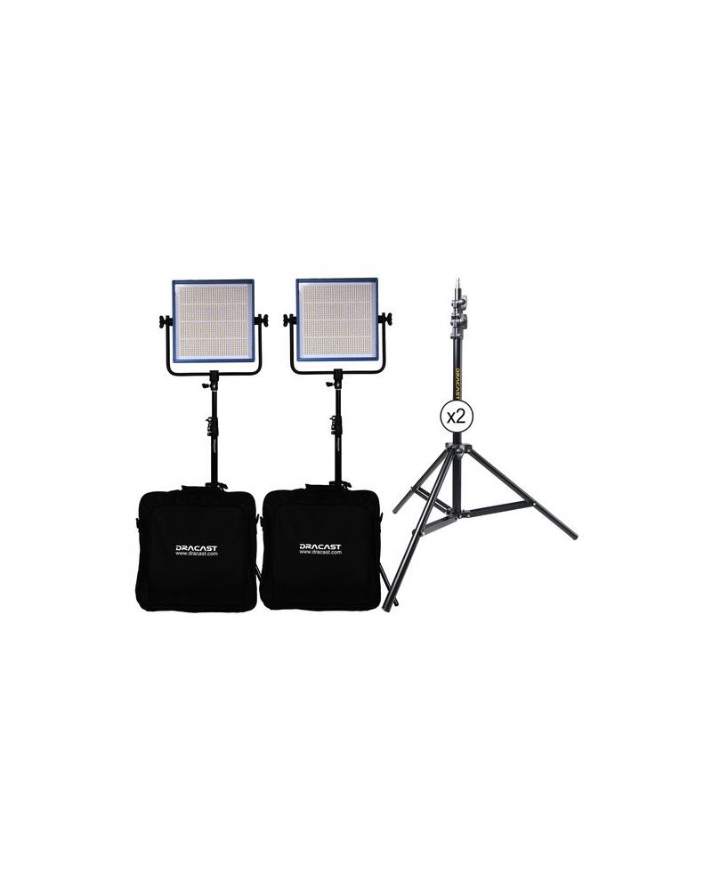 Dracast - DR1000DV2KSK - LED1000 PRO DAYLIGHT 2-LIGHT KIT WITH V-MOUNT BATTERY PLATES AND STANDS from DRACAST with reference DR1