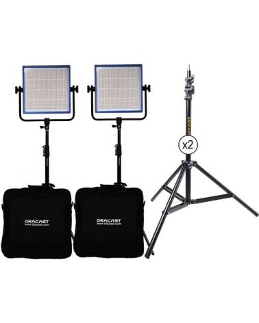 Dracast - DR1000DV2KSK - LED1000 PRO DAYLIGHT 2-LIGHT KIT WITH V-MOUNT BATTERY PLATES AND STANDS from DRACAST with reference DR1