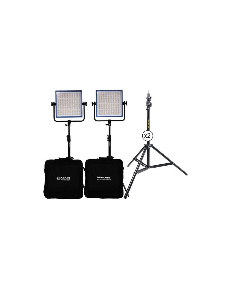 Dracast - DR1000DG2KSK - LED1000 PRO DAYLIGHT 2-LIGHT KIT WITH GOLD MOUNT BATTERY PLATES AND STANDS from DRACAST with reference 