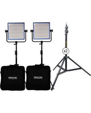Dracast - DR1000DG2KSK - LED1000 PRO DAYLIGHT 2-LIGHT KIT WITH GOLD MOUNT BATTERY PLATES AND STANDS from DRACAST with reference 