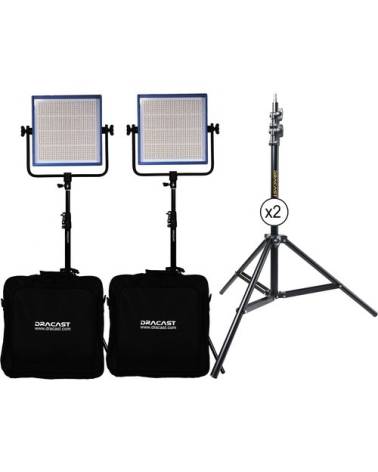 Dracast - DR1000BCV2KQ - LED1000 PRO BICOLOR 2-LIGHT KIT WITH V-MOUNT BATTERY PLATES AND STANDS from DRACAST with reference DR10
