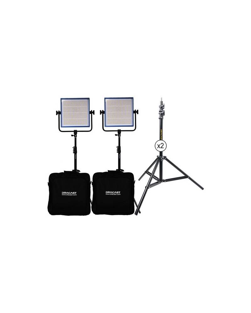 Dracast - DR1000BCG2KQ - LED1000 PRO BICOLOR 2-LIGHT KIT WITH GOLD MOUNT BATTERY PLATES AND STANDS from DRACAST with reference D