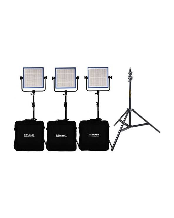 Dracast - DRLK3X1000DQ - LED1000 PRO DAYLIGHT 3-LIGHT KIT WITH GOLD MOUNT BATTERY PLATES AND STANDS from DRACAST with reference 