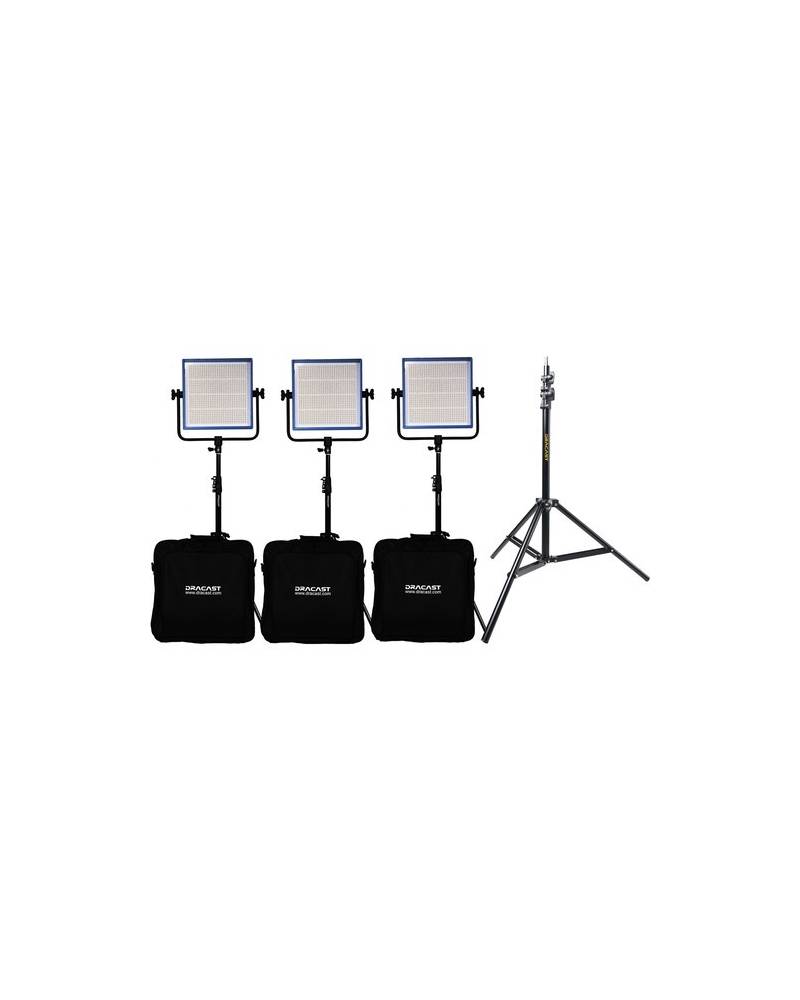 Dracast - DRLK3X1000DQ - LED1000 PRO DAYLIGHT 3-LIGHT KIT WITH GOLD MOUNT BATTERY PLATES AND STANDS from DRACAST with reference 
