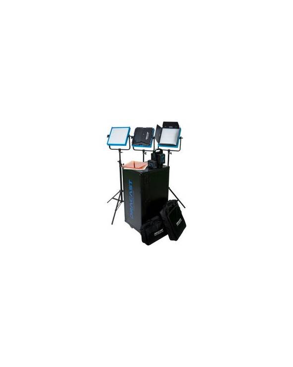 Dracast - DRSTUDV - LED1000 PRO DAYLIGHT 3- LIGHT STUDIO KIT WITH V MOUNT BATTERY PLATES from DRACAST with reference DRSTUDV at 