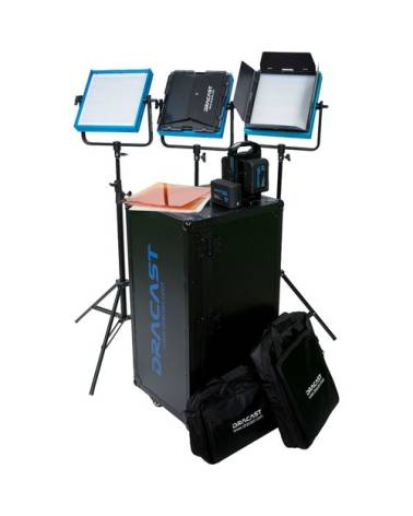 Dracast - DRSTUBG - LED1000 PRO BI-COLOR 3-LIGHT STUDIO KIT WITH GOLD MOUNT BATTERY PLATES from DRACAST with reference DRSTUBG a