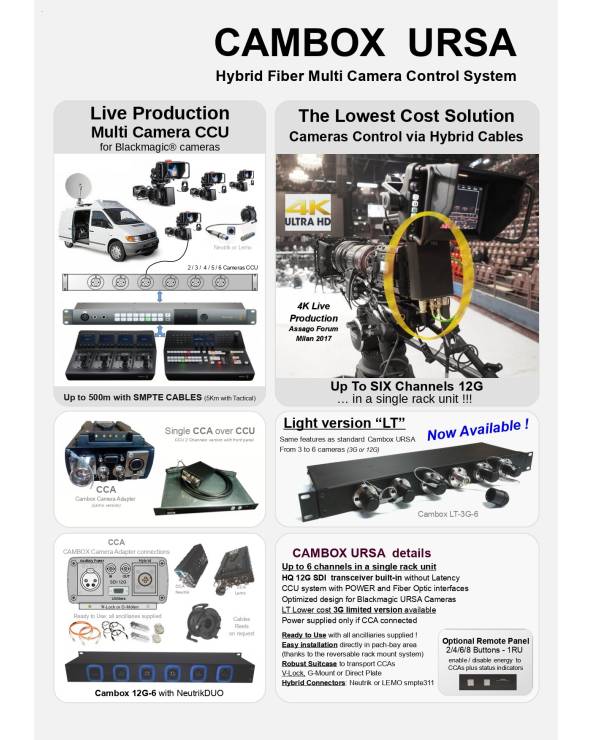 Cambox Ursa Hybrid Fiber Multi Camera Control System from VLS with reference CAMBOX URSA at the low price of 0. Product features