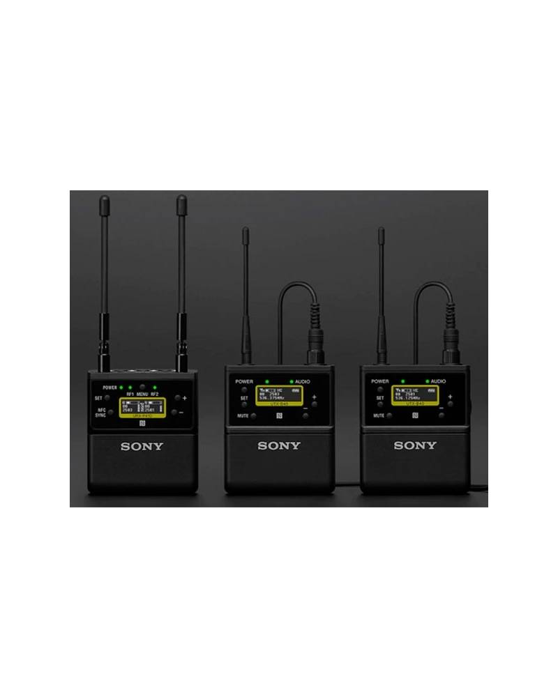 Dual Channel UWP-D Kit. 1 x URX-P41D/K33 & 2 x UTX-B40/K33 transmitter (TV-channel 33-41, 566,025-630,000 MHz) from SONY with re