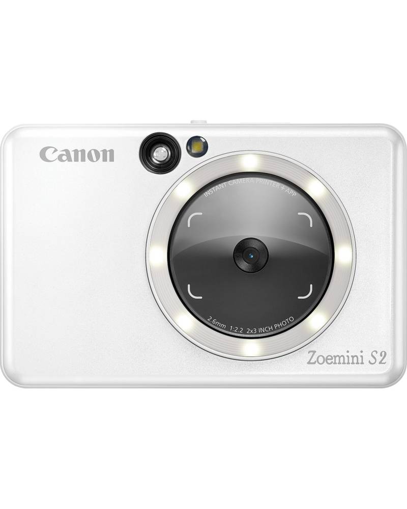 Canon Zoemini S2 color instant camera, pearl white