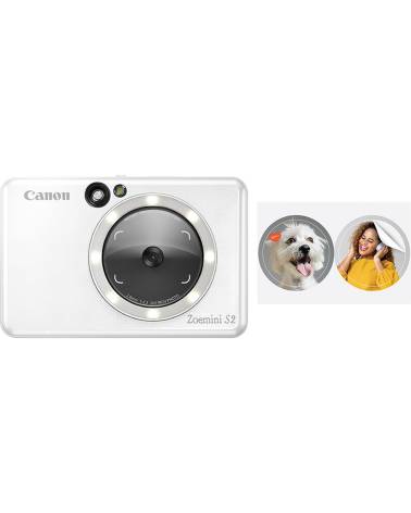 Canon Zoemini S2 color instant camera, pearl white