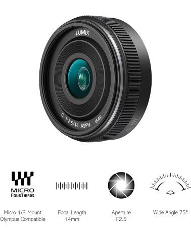 Panasonic Lumix G Pancake 14 mm F2.5 Lens – Black