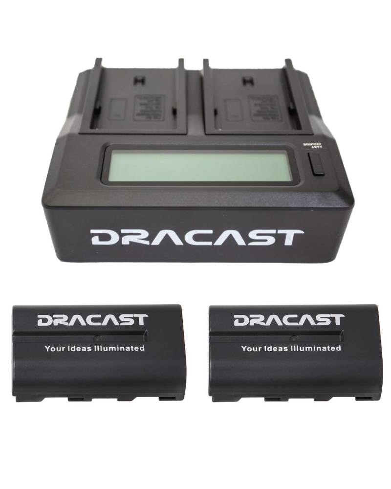 Dracast 2x NP-F 2200mAh Batteries and 1 Dual Mount Digital Charger Kit