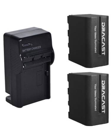 Dracast 2x NP-F 6600mAh Batteries and 1 Charger Kit