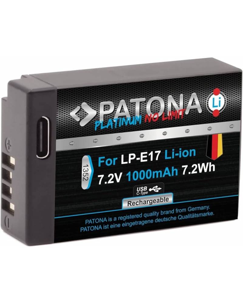 PATONA PLATINUM BATTERY WITH USB-C INPUT F. CANON LP-E17 EOS RP 77D 200D 750D 760D 8000D KISS X8I M3