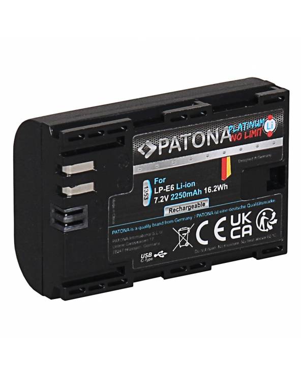 PATONA PLATINUM BATTERY WITH USB-C INPUT F. CANON LP-E6 LPE6 EOS 60D 70D 5D 6D 7D MARK III
