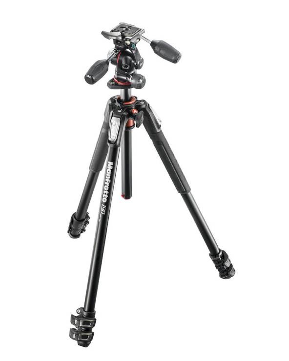 Manfrotto - MK190XPRO3-3W - 190 KIT - ALU 3-SECTION HORIZ. COLUMN TRIPOD + 3 WAY HEAD from MANFROTTO with reference MK190XPRO3-3