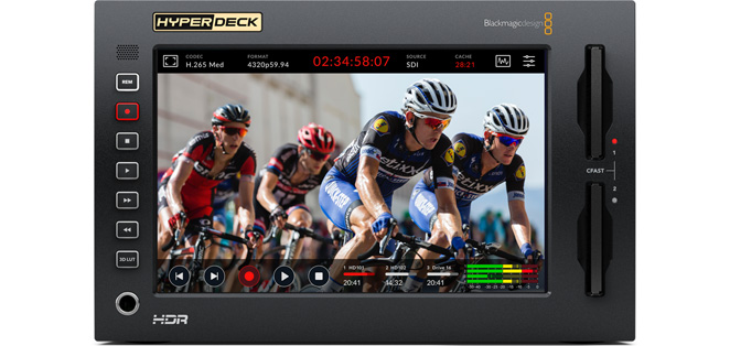 Interfaccia utente touch LCD del Blackmagic Hyperdeck Extreme 8K HDR